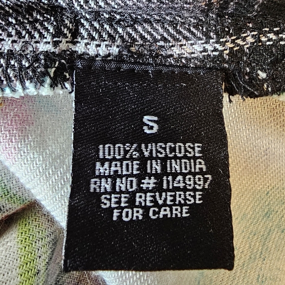 Tolani Collection Plaid Tunic Print Back, Black White Plaid Floral Geometric, S - Picture 11 of 12